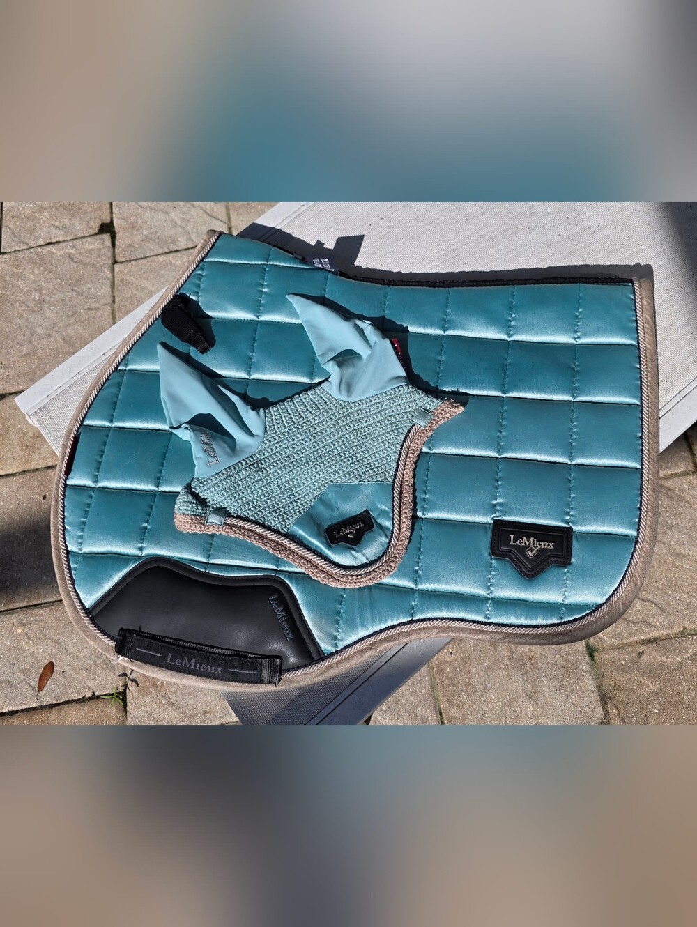 LeMieux Aqua GP Quilted Saddle Pad and Ear Bonnet Set - Large